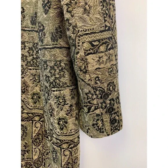 Newport News Brocade Jacquard Button Jacket Vintage Pea Coat Mid Length Women 12 - Picture 5 of 12